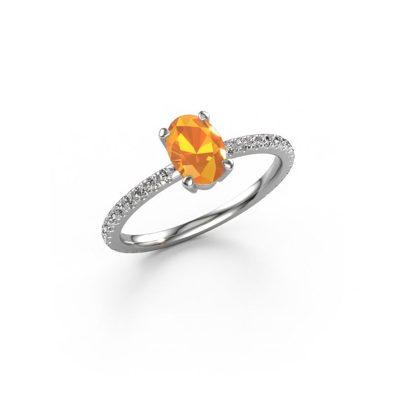 Verlovingsring Lynelle 2 950 platina citrien 7x5 mm