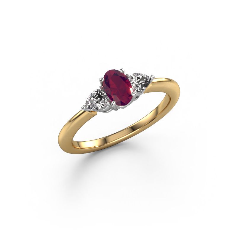 Engagement ring Chanou OVL 585 gold rhodolite 7x5 mm