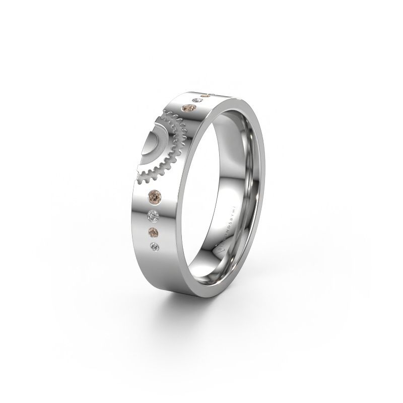 Trouwring WH2116L25A 585 witgoud bruine diamant ±5 x 1,7 mm