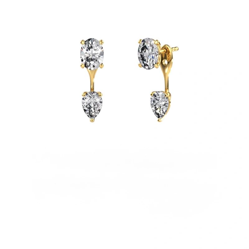 Drop earrings Kate OVL-PER 585 gold zirconia 7x5 mm