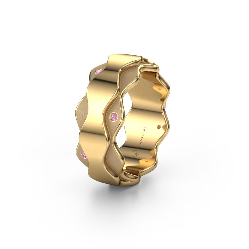 Trouwring WH2034P 585 goud roze saffier ±7x2.4 mm