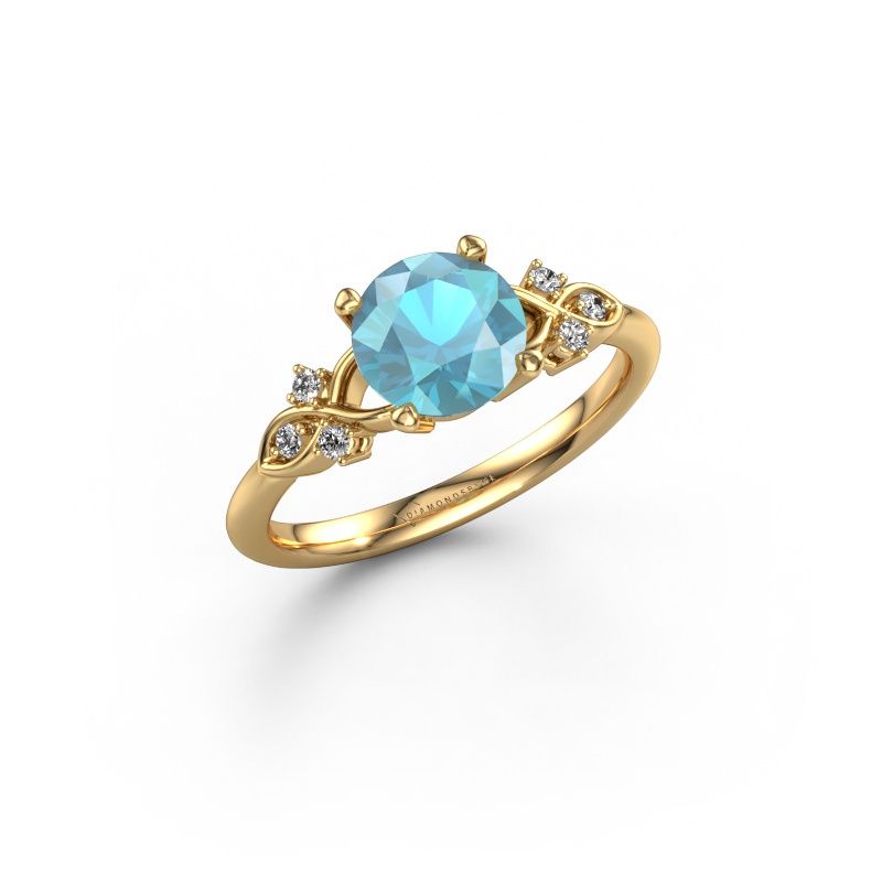 Engagement ring Azra RND 585 gold blue topaz 7 mm