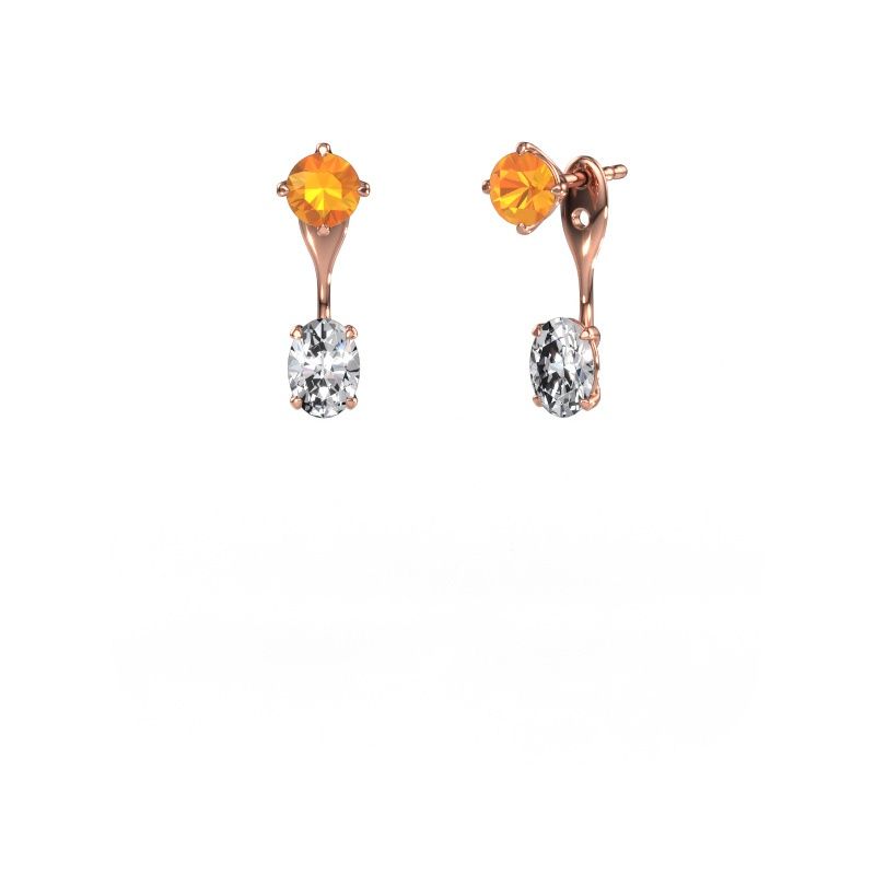 Oorhangers Kate RND-OVL 585 rosé goud citrien 5 mm