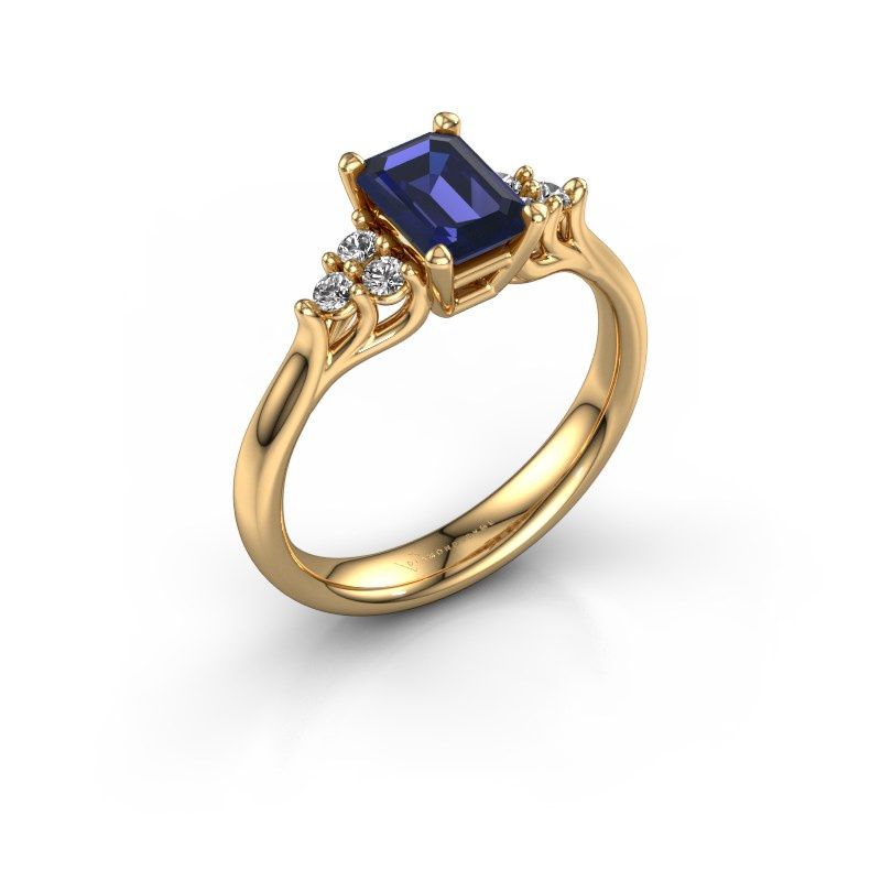 Afbeelding van Verlovingsring Monika EME<br/>585 goud<br/>Saffier 7x5 mm