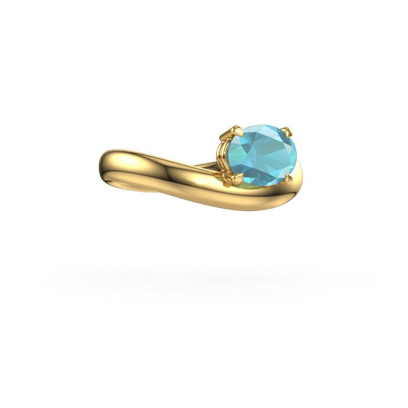 Verlovingsring Floor OVL 585 goud blauw topaas 8x6 mm