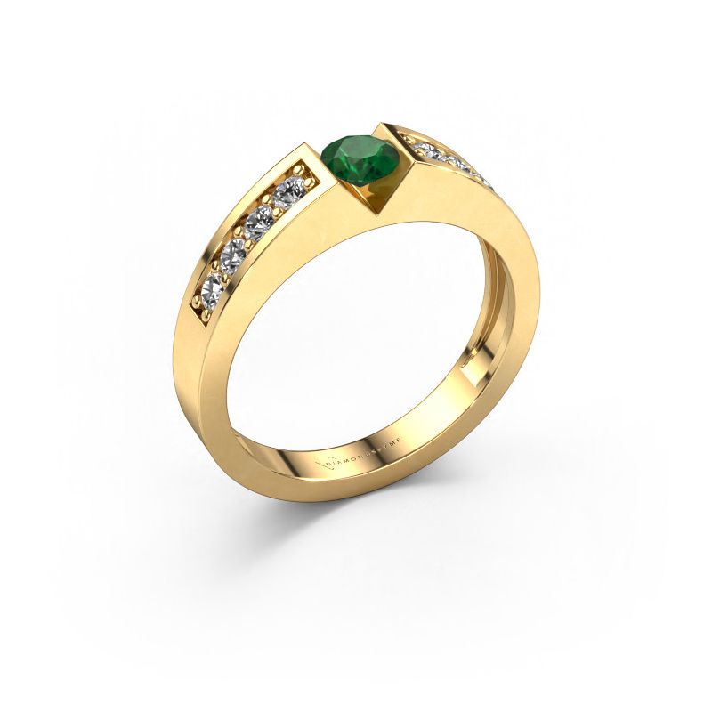 Bague de fiançailles Lizzy 2 585 or jaune emeraude 4.2 mm