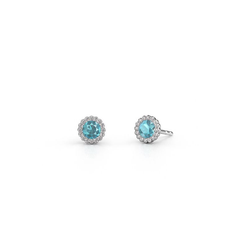 Earrings Queen 585 white gold blue topaz 4.2 mm