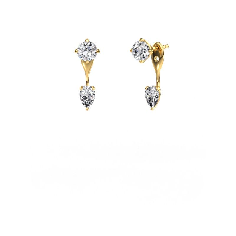 Pendants d'oreilles Kate RND-PER 585 or jaune zircone 5 mm