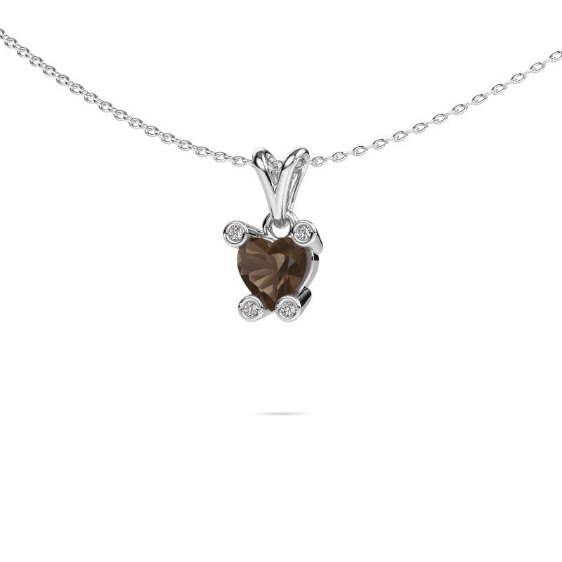 Image of Necklace Cornelia Heart 585 white gold smokey quartz 6 mm