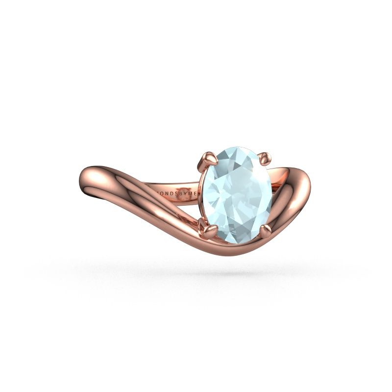 Engagement ring Femke OVL 585 rose gold aquamarine 8x6 mm