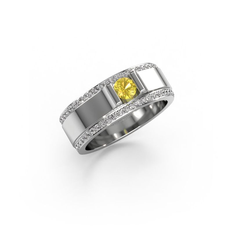 Bague pour homme Danillo 950 platine saphir jaune 4.2 mm