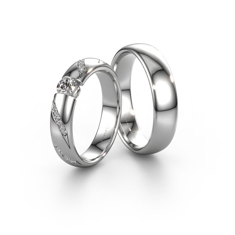 Trauringe set WH2102LM34A ±4x1.7 mm 14 Karat Weißgold Diamant 0.25 crt