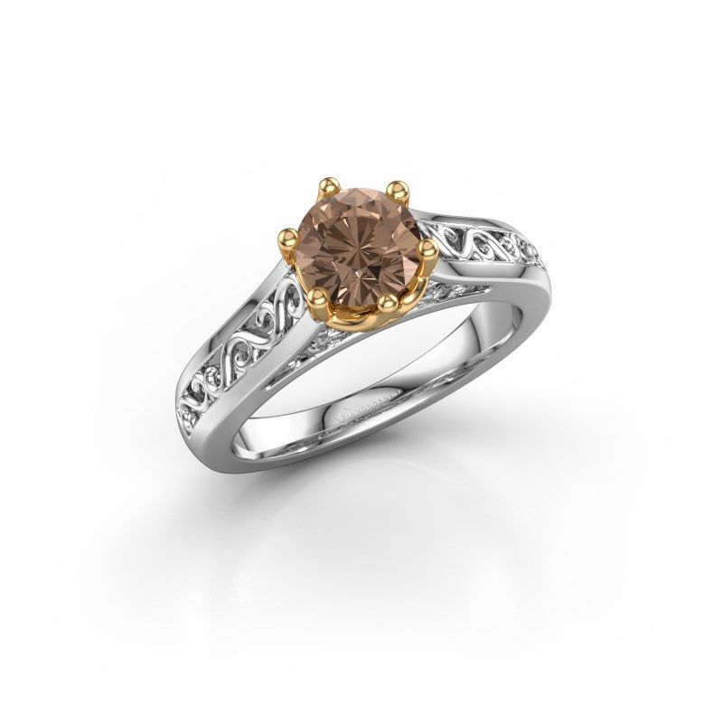 Image of Engagement ring shan<br/>585 white gold<br/>Brown diamond 0.80 crt