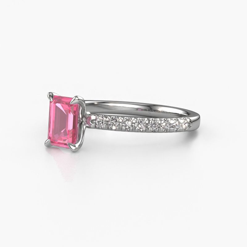 Image of Engagement Ring Crystal Eme 2<br/>950 platinum<br/>Pink sapphire 6.5x4.5 mm