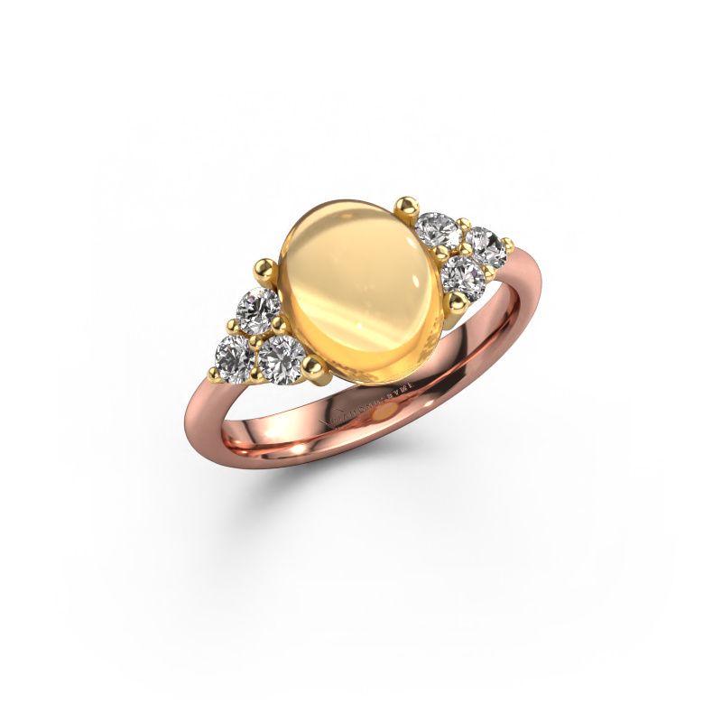 Ring Clarice 585 rosé goud citrien 10x8 mm