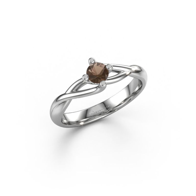 Engagement ring Paulien 950 platinum smokey quartz 4 mm