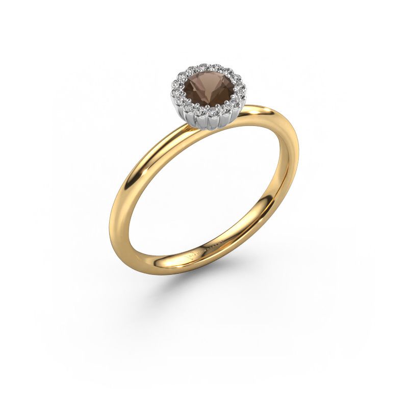 Engagement ring Queen 585 gold smokey quartz 4.2 mm