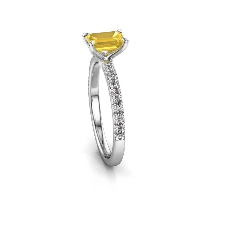 Afbeelding van Verlovingsring Crystal EME 2 585 witgoud gele saffier 6.5x4.5 mm