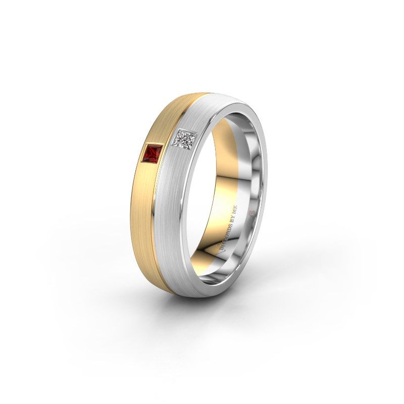 Image of Wedding ring WH0250L26BM<br/>585 gold ±6x2 mm<br/>Garnet