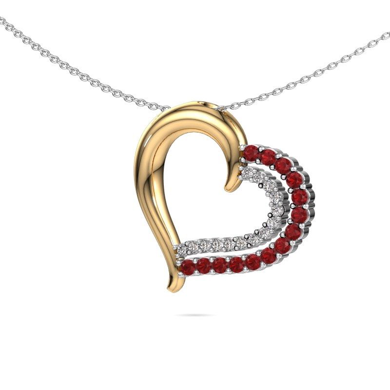 Halsketting Kandace 585 goud robijn 1.9 mm