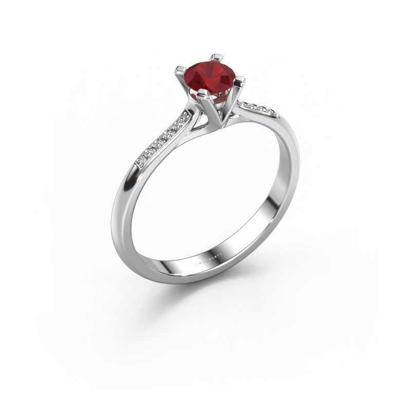 Engagement ring Isa 2 950 platinum ruby 4.2 mm