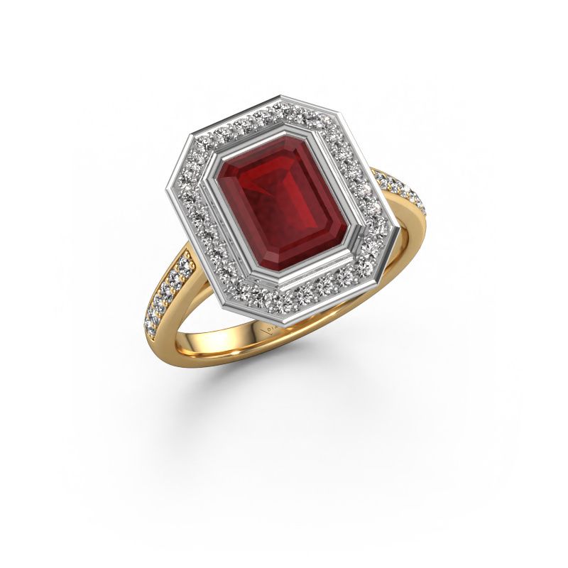Engagement ring Noud 2 EME 585 gold ruby 8x6 mm