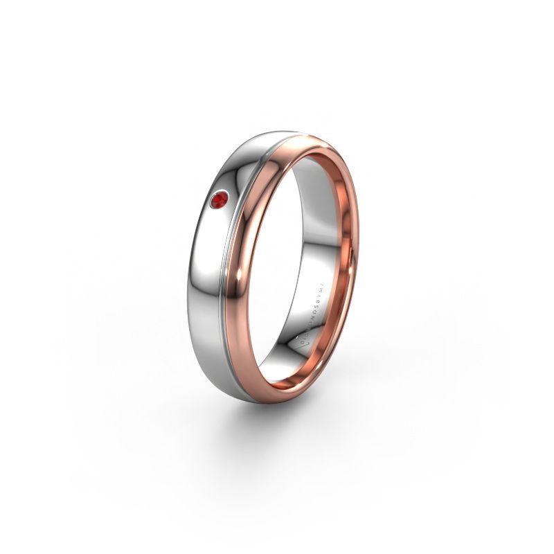 Wedding ring WH0301L35AP 585 white gold ruby ±5x1.7 mm