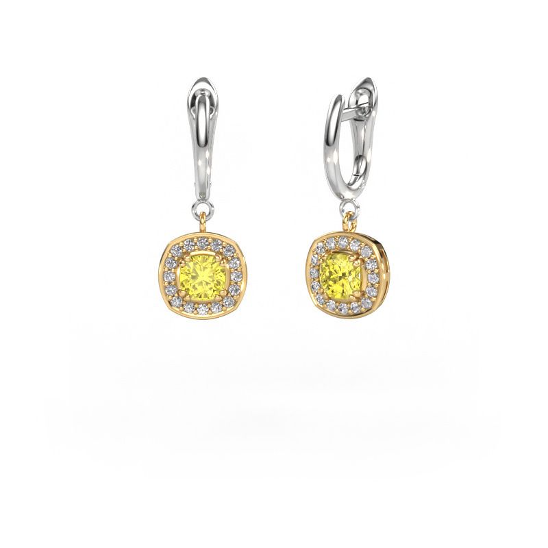Drop earrings Marlotte 1 585 gold yellow lab grown diamond 5 mm