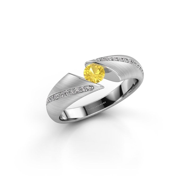 Image of Ring Hojalien 2<br/>585 white gold<br/>Yellow sapphire 4 mm