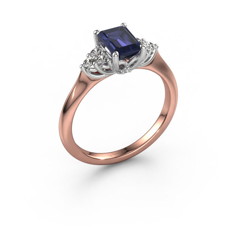 Bague de fiançailles Felipa EME 585 or rose saphir 7x5 mm