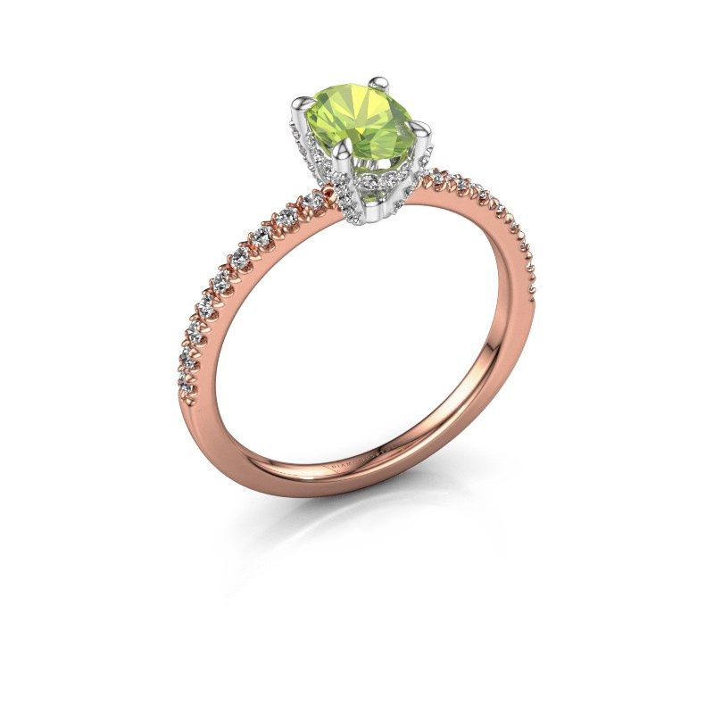 Image of Engagement ring saskia 1 ovl<br/>585 rose gold<br/>Peridot 7x5 mm