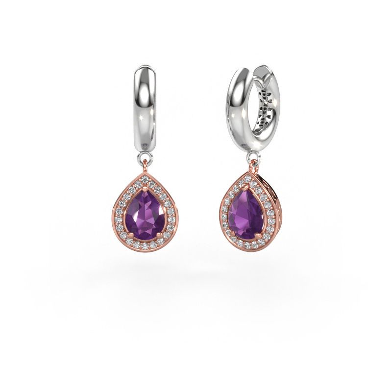 Pendants d'oreilles Barbar 1 585 or rose améthyste 7x5 mm