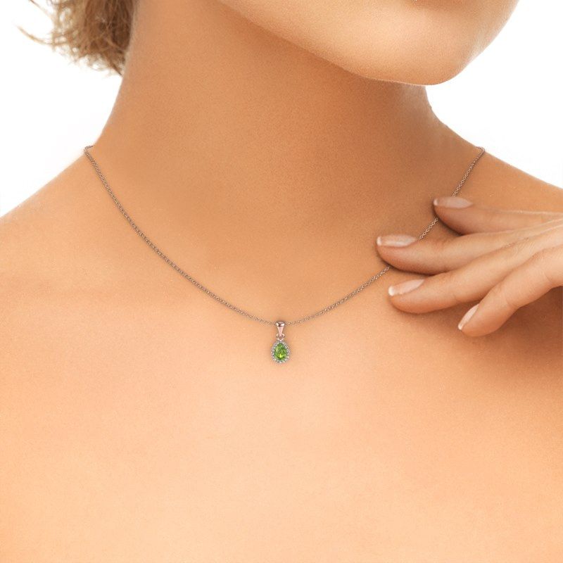 Image of Necklace seline per<br/>585 rose gold<br/>Peridot 6x4 mm