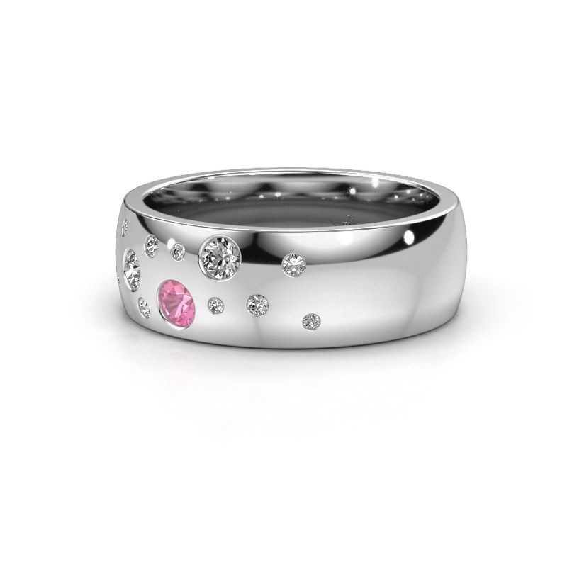 Image of Wedding ring WH0141L26BP<br/>950 platinum ±7x2 mm<br/>Pink sapphire