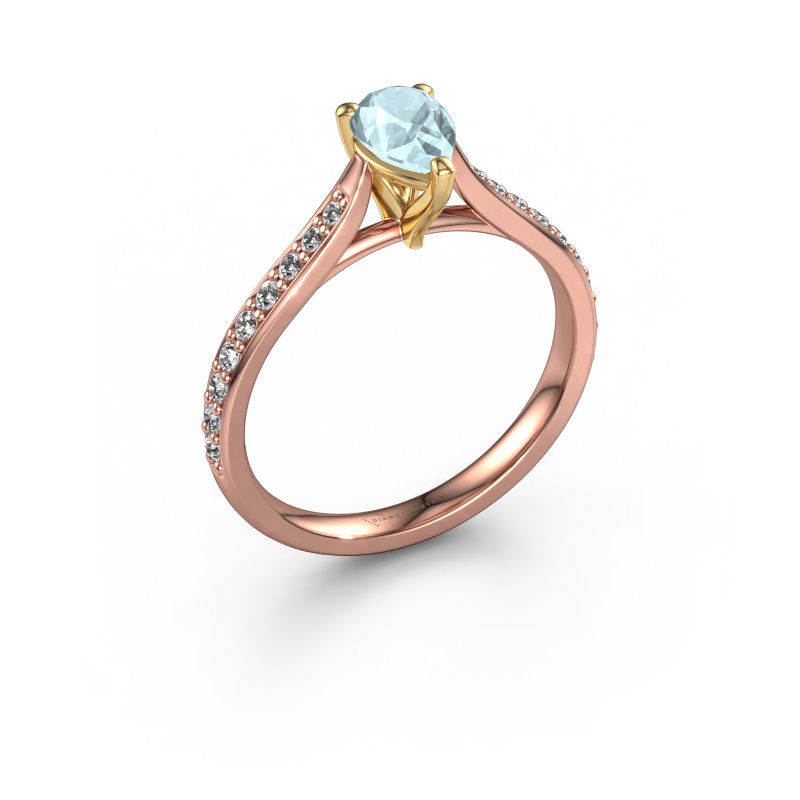 Verlobungsring Mignon PER 2 585 Roségold Aquamarin 6.5x4.5 mm