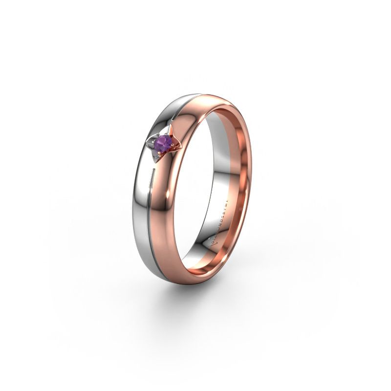 Wedding ring WH0221L35X 585 rose gold amethyst ±5x1.5 mm