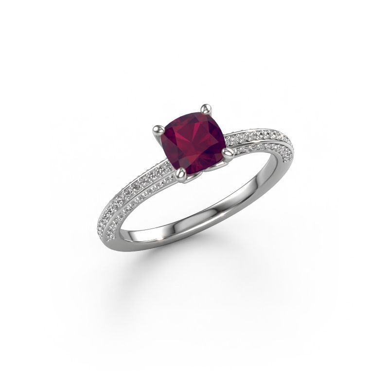 Verlobungsring Elenore cus 950 Platin Rhodolit 5.5 mm