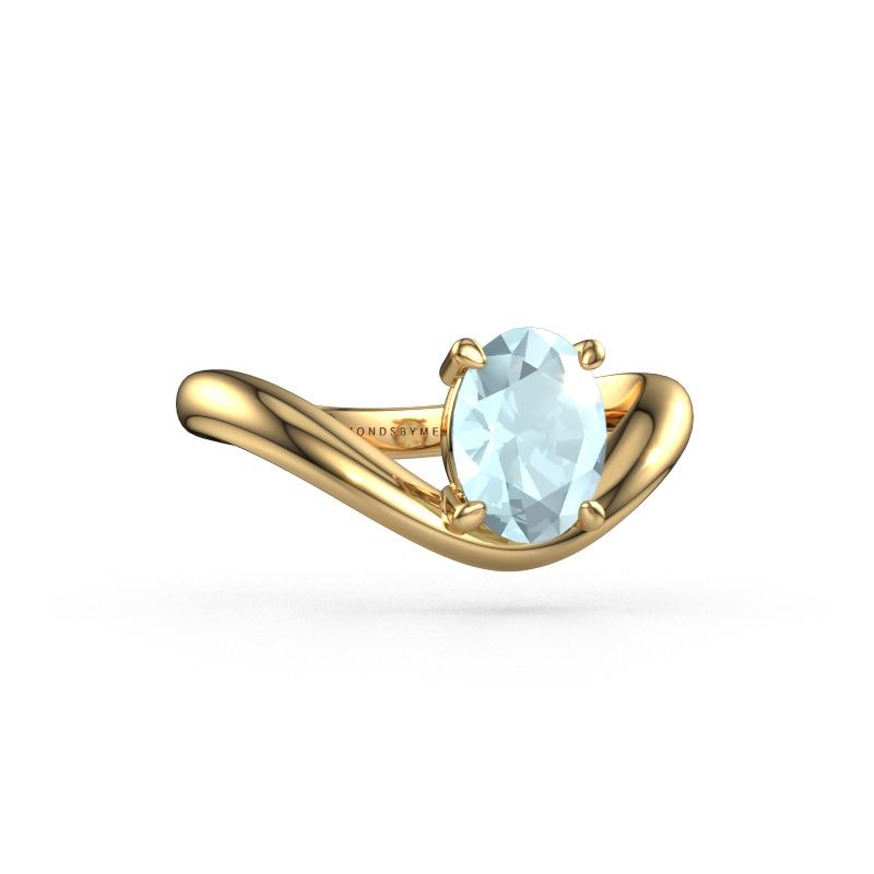Bague de fiançailles Femke OVL 585 or jaune aigue-marine 8x6 mm