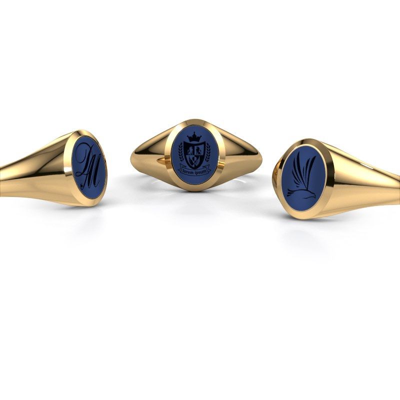Afbeelding van Pinkring Herman 1<br/>585 goud<br/>Lapis lazuli 10x8 mm