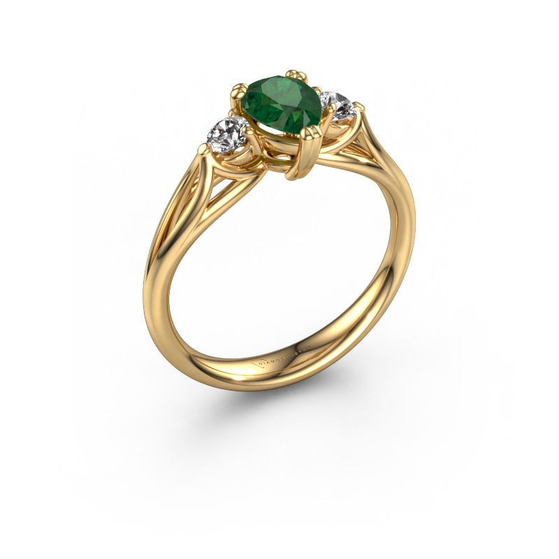 Engagement ring Amie per 585 gold emerald 7x5 mm