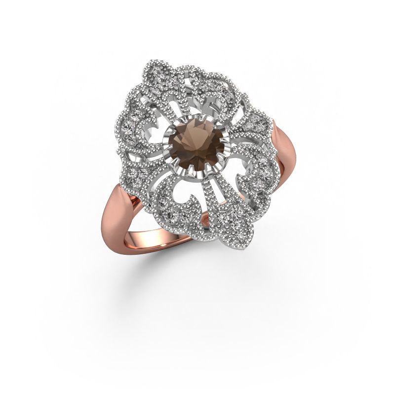 Verlobungsring Naida 585 Roségold Rauchquarz 5 mm