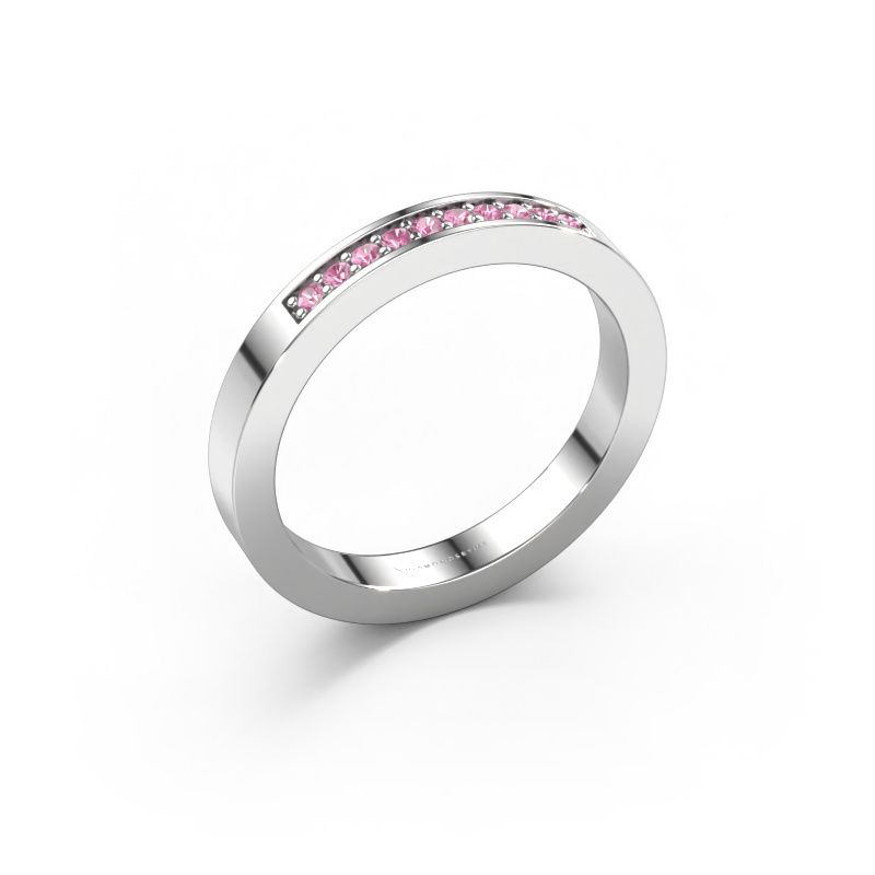 Aanschuifring Loes 3 950 platina roze saffier 1.3 mm