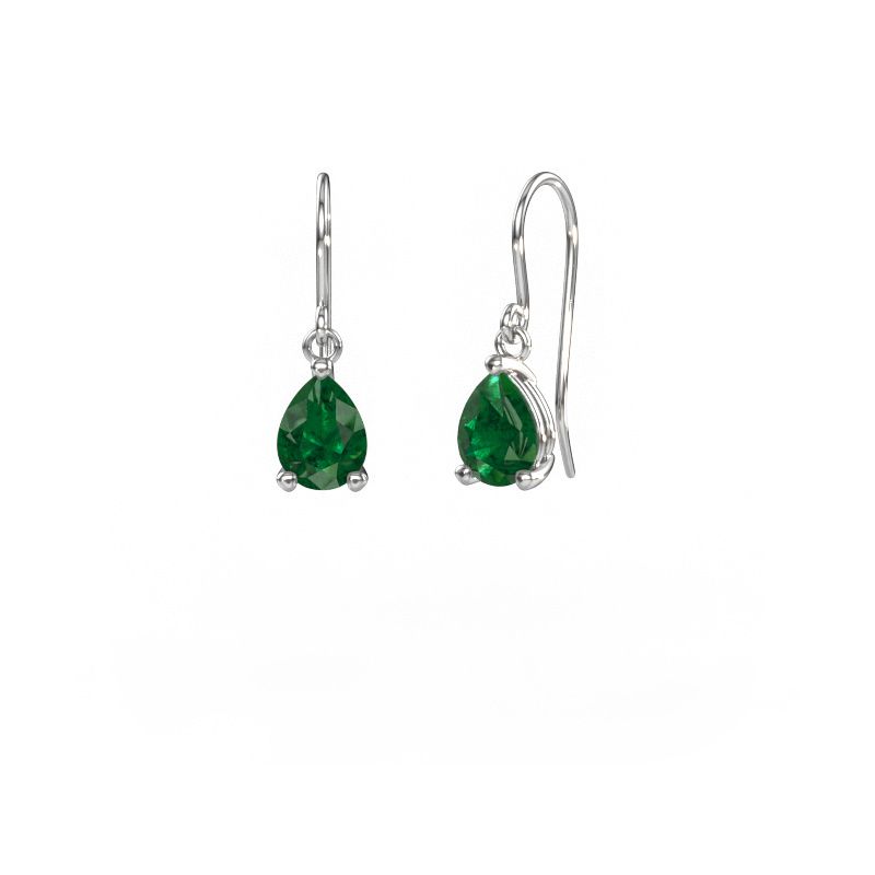 Drop earrings Laurie PER 1 950 platinum emerald 8x6 mm