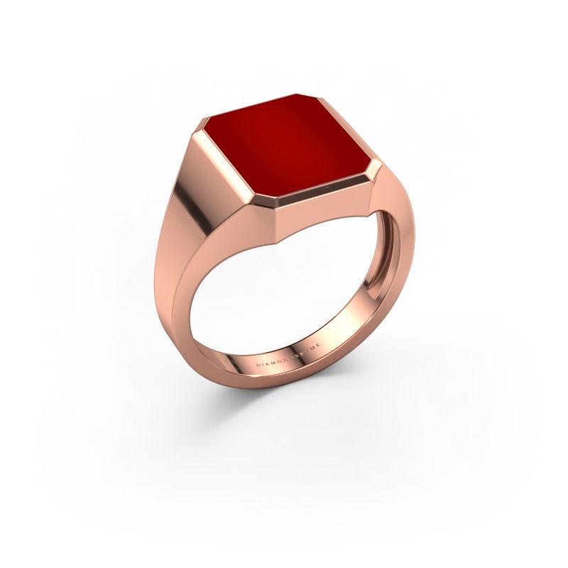 Signet ring Lars 2 light 585 rose gold carnelian 12x10 mm