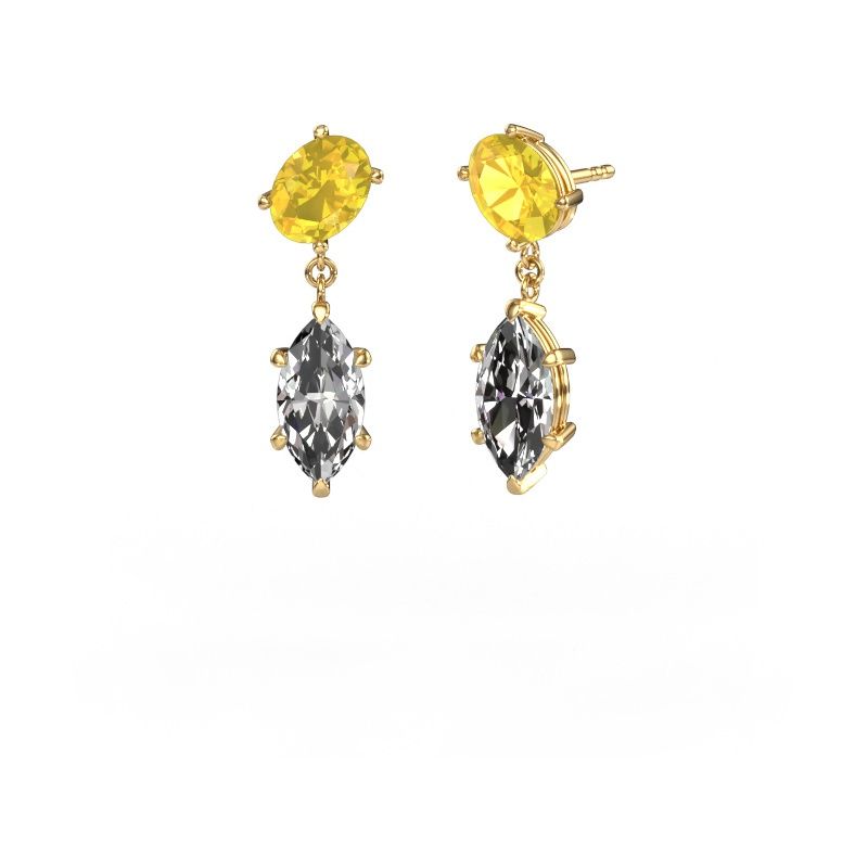 Ohrhänger Toi et Moi OVL-MRQ 585 Gold Gelb Saphir 8x6 mm