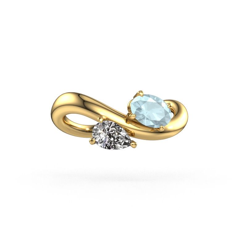 Verlovingsring Chloe OVL-PER 585 goud aquamarijn 6.5x4.5 mm