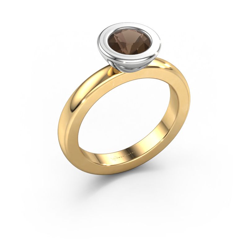 Stacking ring Eloise Round 585 gold smokey quartz 6 mm