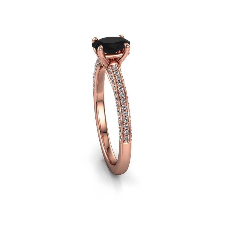 Afbeelding van Verlovingsring Elenore ovl 585 rosé goud zwarte diamant 0.78 crt