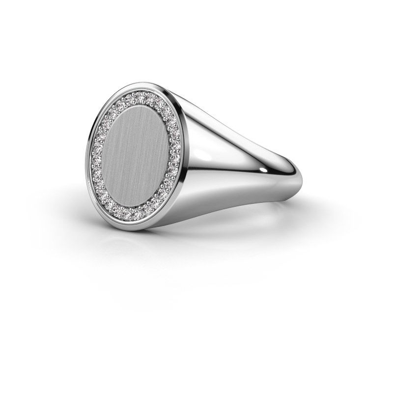Image of Men's ring floris oval 3<br/>585 white gold<br/>Zirconia 1.2 mm