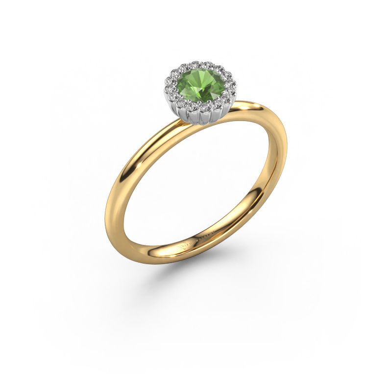 Verlobungsring Queen 585 Gold Turmalin grün 4.2 mm